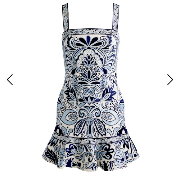 Alice + Olivia Dresses & Skirts - Alice + Olivia KAIDRA MINI DRESS Blue and White Floral Embroidered Dress